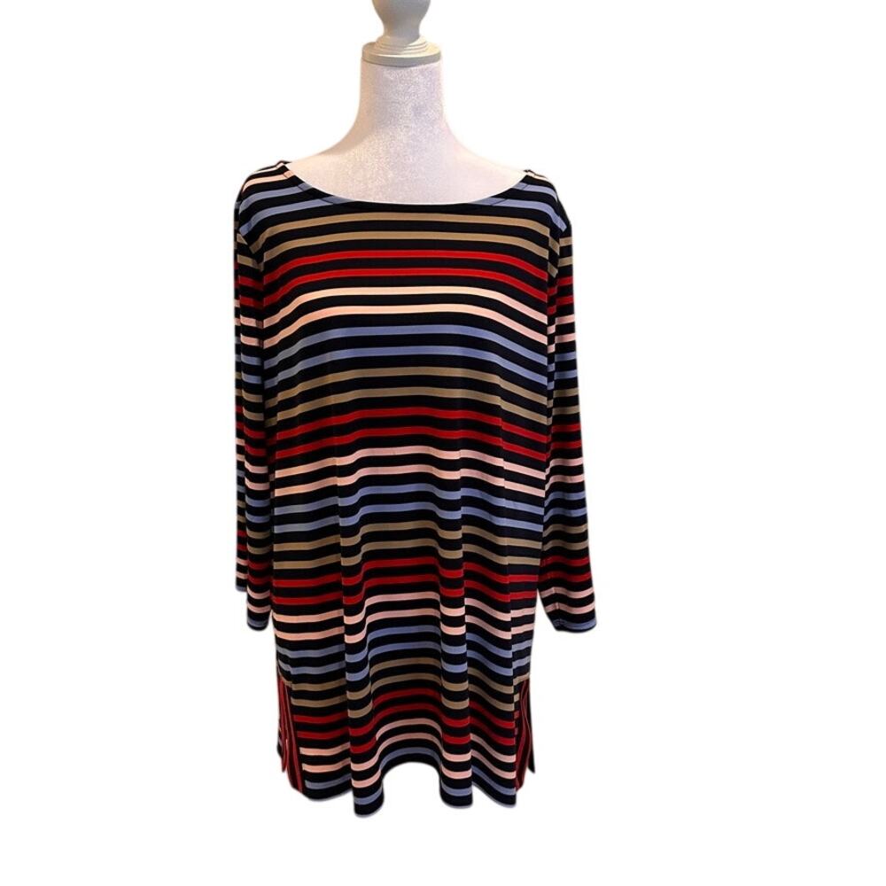 Talbots Plus Women 1X Striped Top Polyester Blend